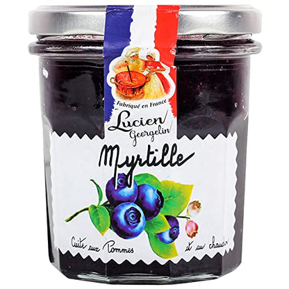 Lucien Georgelin Copper Kettle Cooked French Blueberry Myrtille Preserve, 320g (Fruit Spread, Jam)