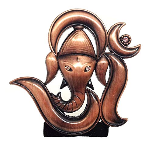 Relicon Lord OM Ganesh Idol | Ganpati Vinayaka (Design-61) Metal Statue for Car Dashboard (L*B*H-6.7 x 0.3 x 6.2 Cm)