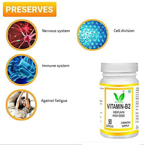 VITARUHE Vitamin B2 (Riboflavin) High Dose – 90 Capsules, Vegan, No Artificial Additives