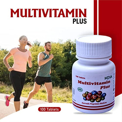 Keva M V Tablet With Multivitamins, Calcium, Zinc & Natural Ginseng for Daily Immunity Strong Bones, and Enhances Energy Level - 100 Tablets