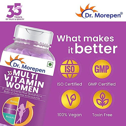 Multivitamins For Women With Calcium & Herbal Extracts | Vit-D, Biotin, Fe, Cu, Iodine, Mg, Zn, Green Tea, Pomegranate - 60 Veg Tab