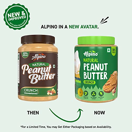 Alpino Natural Peanut Butter Smooth 400 G | Unsweetened | 100% Roasted Peanuts | No Added Sugar, Salt | Gluten-Free | Vegan