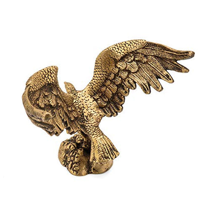 Collectible India Brass Eagle Statue Wild Bird Flying Hawk Sculpture Feng Shui Decorative Home Office Showpiece Figurine (Size 7 x 4.5 x 5.5 Inches)