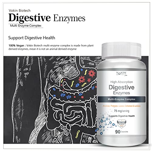 Vokin Biotech Digestive Enzymes - Multi-Enzyme Complex – 90 Capsules - 75mg