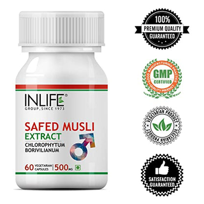 INLIFE Safed Musli Extract, 500mg (60 Vegetarian Capsules) (2-Pack)
