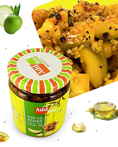 Add me Mango Pickle Aam Ka Achar in Extra Virgin Olive Oil 500 gm Pickles Glass Pack