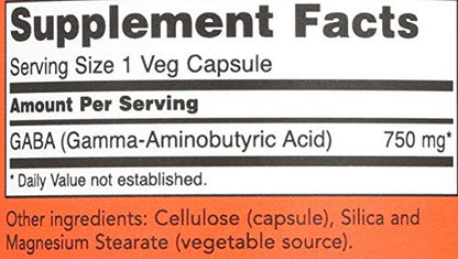 NOW Foods Gaba 750mg, 100 Vcaps