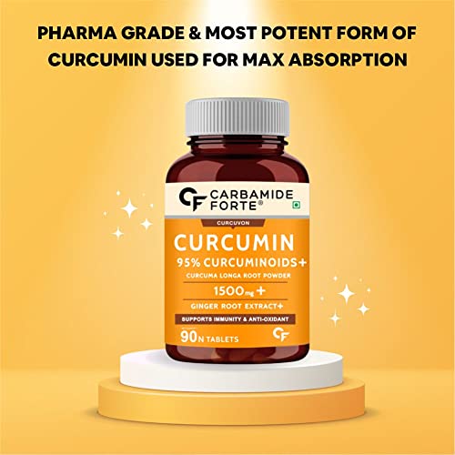 Carbamide Forte Curcumin with Piperine Tablets with 95% Curcuminoids | Immunity Boosters Tablet for Adults – 90 Veg Tablets