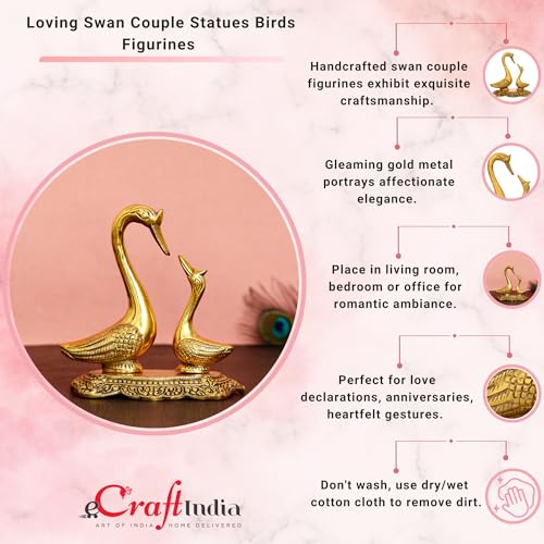 Golden Metal Loving Swan Couple Showpieces, Love Birds Statues