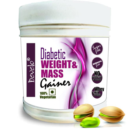 Develo Weight & Mass Gainer for Diabetics, Sugar Free Supplement for Diabetes Care, Weight & Muscle Gain – 500 Elaichi Pista