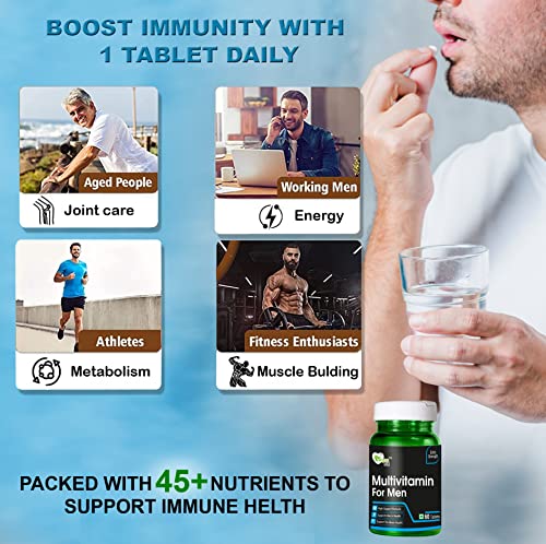 Vegan bit Multivitamin for Men (Vitamin and Minerals) | Anti-Oxidants, Energy, Metabolism, Immunity and Muscle Function - 60 Tablets