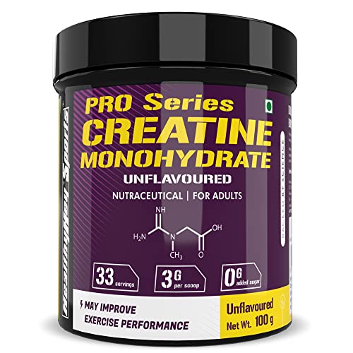 HealthyHey Sports Creatine Monohydrate powder for Muscle Building & Performance - 33 Servings (Unflavoured, 100gm)