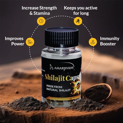 AMARJIVANI Shilajit Extract for Men Strength and Stamina Supplement Performance Booster For Endurance - 30 Vegetarian Capsules