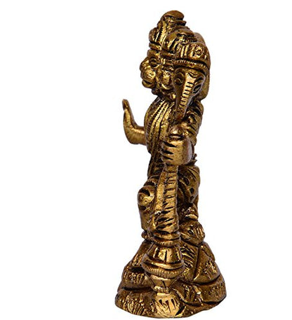 Brass Metal Panchmukhi Hanuman Bajrangbali with Antique Look (L X B X H - 2.2 X 1.1 X 3.2 Inch, Wt 212 Gm)