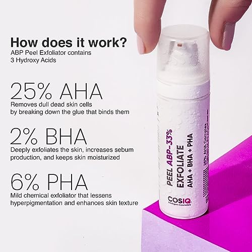 Cos-IQ 25% AHA + 2% BHA + 6% PHA Peeling for Glowing Skin, Smooth Texture & Cleansing | AHA BHA PHA Peel Serum | 30ml