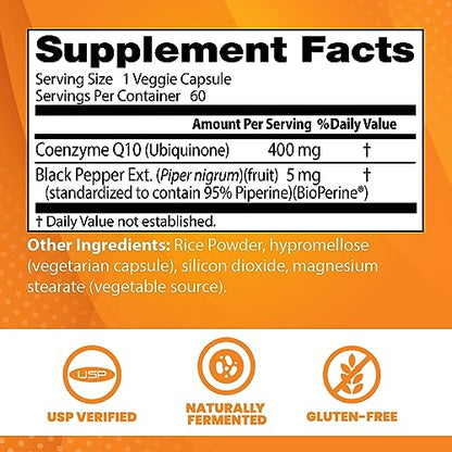 Doctors Best High Absorption CoQ10 (400 mg), 60 Veggie Caps