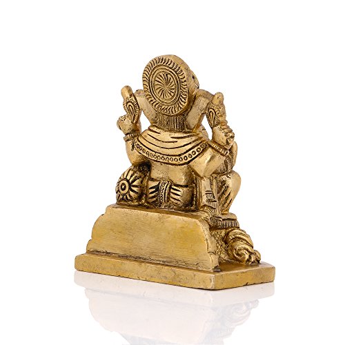 Collectible India Brass Lord Ganesh Idol, 4 Inches Height, Golden