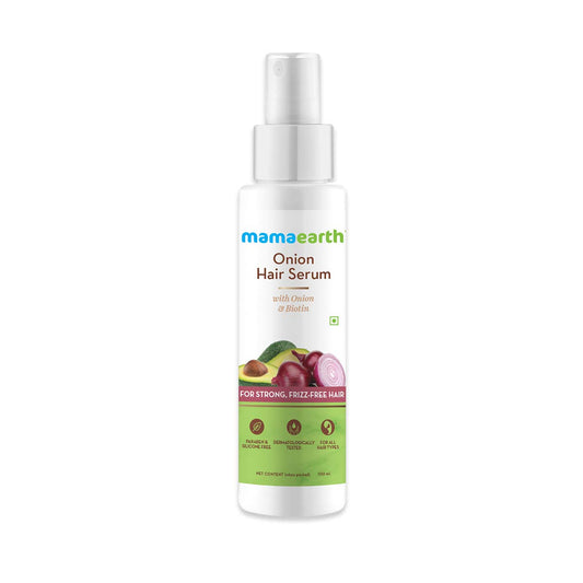 Mamaearth Onion Hair Serum For Silky & Smooth Hair, Tames Frizzy Hair, with Onion & Biotin for Strong, Tangle Free & Frizz-Free Hair - 100 ml