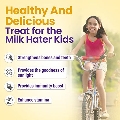 Zingavita Calcium Vitamin D Gummies for Kids | Ideal Nutrition for Milk Hater Kids | Mango and Strawberry Flavour | 60 Gummies