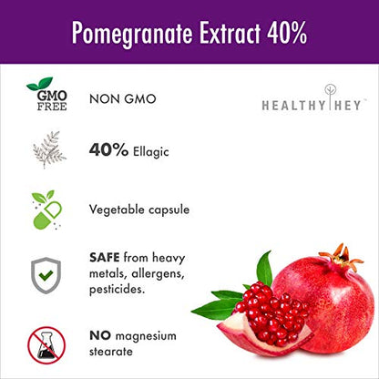 HealthyHey Nutrition Pomegranate Fruit Extract 500mg- 120 Vegetable Capsules (120)