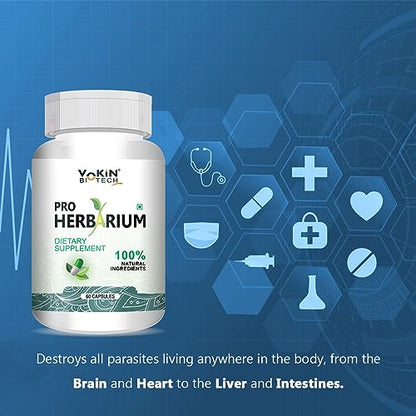 Vokin Biotech Pro Herbarium Protects Liver, Heart, Lungs, Stomach & Skin from Parasites (60 Capsules)