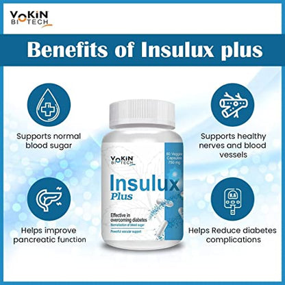 Vokin Biotech Herbal Insulux Plus For Endocrine Health & Diabetes Control (60 Capsules)