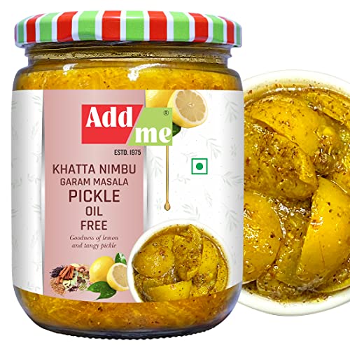 Add me Home Made Receipe khatta nimbu Garam Masala Pickle Lemon Pickle Without Oil 500gm Glass Pack