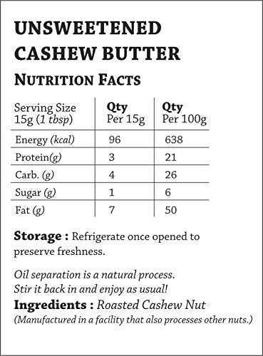 The Butternut Co. Cashew Butter Unsweetened, 200 gm (No Added Sugar, Vegan, High Protein, Keto)