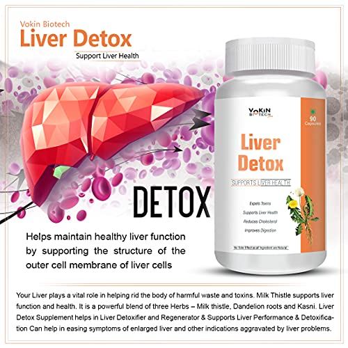 Vokin Biotech Liver Detox Herbal medicine for Healthy Digestion, Protection against liver disorder.(90 Capsule)