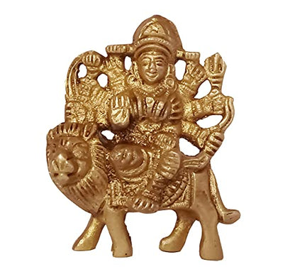 GURU JEE™ Brass Statue Maa Durga Goddess Statue Sherawali MATA Murti Maa Durga Idol for Home Decor Puja Temple Mandir Showpiece Gifts