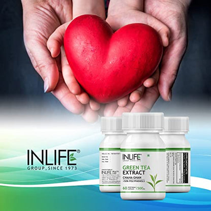 INLIFE Green Tea Extract for Weight Loss (Fat Burner) & Antioxidant 50% Polyphenols, 500 mg - 60 Veg Capsules