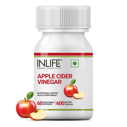 INLIFE Apple Cider Vinegar Supplement for Weight Management, Gut Cleanse & Healthy Digestion, 600mg - 60 Veg Capsules