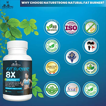 Naturstrong 100% Natural Fat Burner 8X for Weight Loss Products Garcinia Combogia, Green Tea, Green Enhancer & Weight Loss Supplements for Women & Men