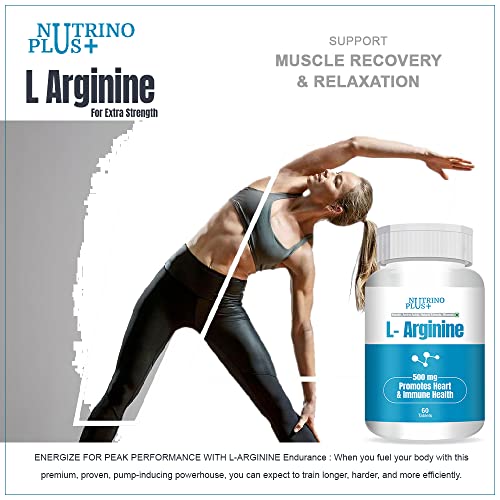 NutrinoPlus L Arginine 500mg Supplement - Best Amino Acid Arginine HCL Supplements for Women & Man -s Cardiovascular Health - 60 Tablets (PACK OF, 61)