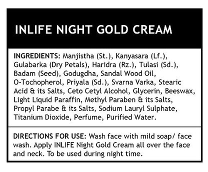 INLIFE Night Gold Face Cream, Anti Aging - 50 g