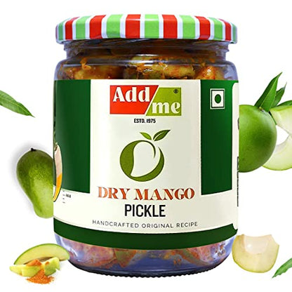 Add Me Homemade Dry Mango Pickle Less Oil 500gm Aam ka Sukha Achar 500g Glass Pack