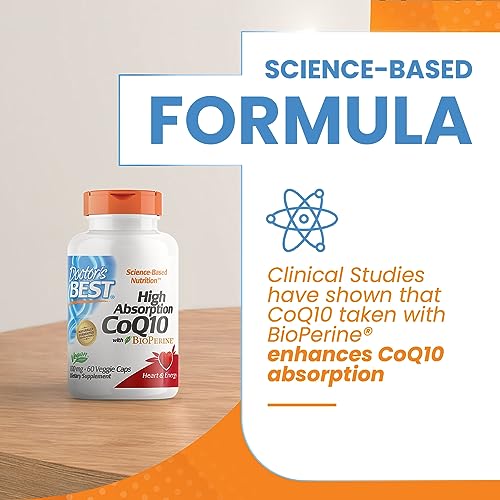 Doctor's Best, High Absorption CoQ10, with BioPerine, 100 mg, 60 Veggie Caps.