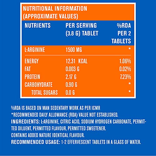 FAST&UP L-Arginine Essentials 1500 mg, Effervescent L-Arginine Supplement, Orange Flavour - 20 Effervescent Tablets