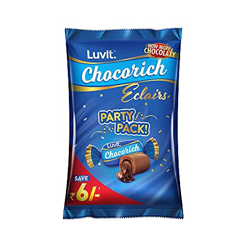 LuvIt. Chocorich Classic Eclairs Chocolate | Birthday Party Pack | 78 Eclairs, 390g