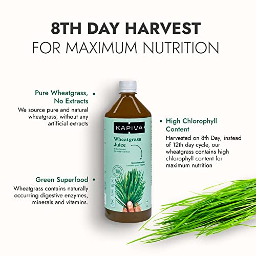 Kapiva Wheatgrass Juice - Herbal Supplement to Help Detoxify the Liver, Cleanse the Digestive System, and Purify Blood, 1 L