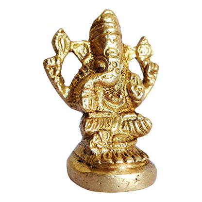 GURU JEE™ Brass Murti Ganesha Gajanana Statue Idol for Gift Pooja Mandir Temple Home Decor