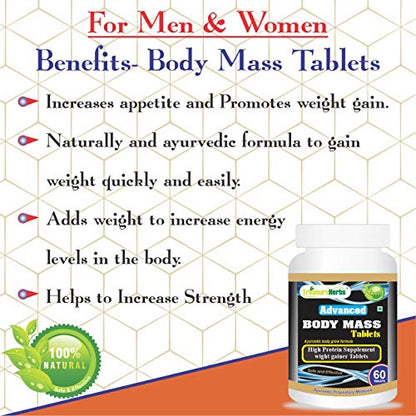 Treasureherbs Body Mass Gain Tablets For Men | For Weight Gain | (60 Capsules, Pack Of 1)