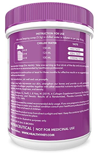HealthyHey Nutrition Fish Collagen Powder 200g - Hydrolyzed Fish Collagen Peptides with Hyaluronic Acid for Skin, Hair, Nails (Lemon, 200g)