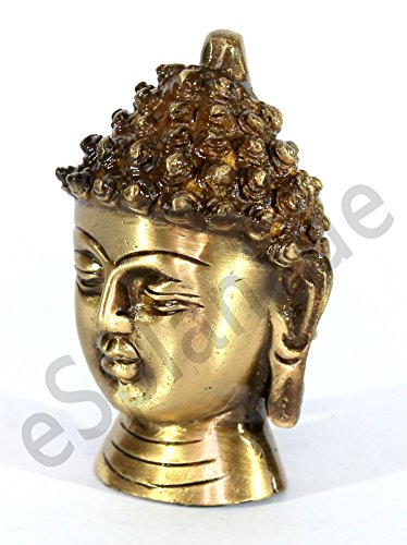 ESPLANADE Brass Buddha Face Showpiece, Small, Golden, 1 Piece