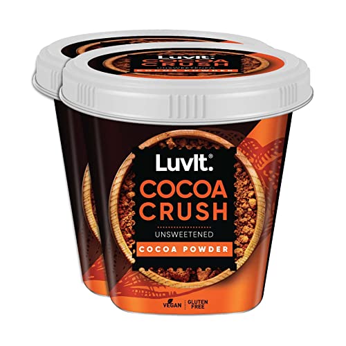 LuvIt Cocoa Crush - Cocoa Powder | Unsweetened, Vegan, Gluten Free | Perfect for Baking Cakes, Cookies, Shakes, Smoothies, Frosting making | 2 x 95g