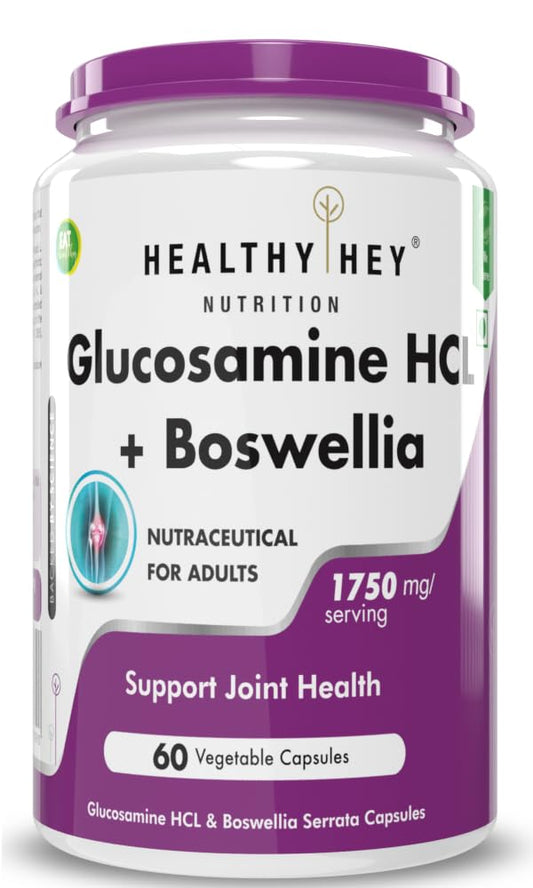 HealthyHey Nutrition Glucosamine HCL + Boswellia - Support Joint Health -60 capsules (Pack of 1)