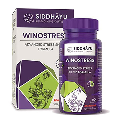 Siddhayu Winostress (From the house of Baidyanath) | Herbal Stress Support Tablets - 60 Capsules X 1