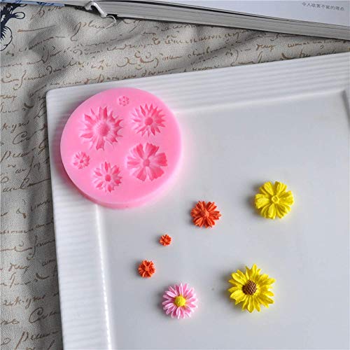 2Pcs Flower Cake Fondant Mold,Daisy Flower Flower Silicone Mold,Sunflower Silicone Candy Making