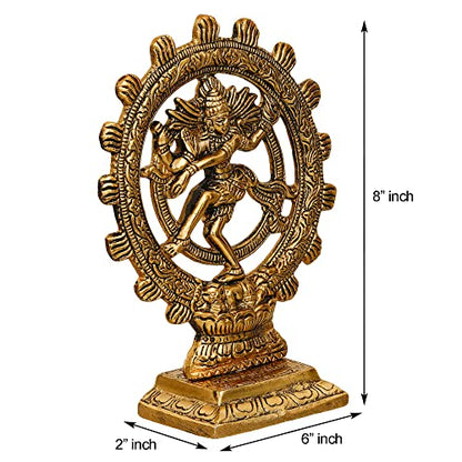 Premium Gold Plated Lord Shiva Dancing Natraj Statue Showpiece Handcrafted for Home and Puja Decor (8 Inch, Gold)