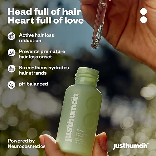 Justhuman Hair Serum For Hair Growth & Hair Loss Protection In 30 Days, Dual Action Volumizing/Thick For Men & Women, Sulfate Free, Paraben Free, 30ml